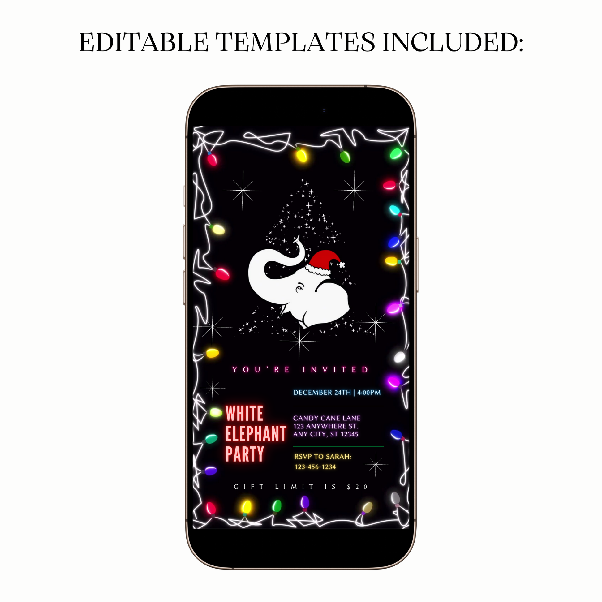 White Elephant Christmas invite shared via WhatsApp preview