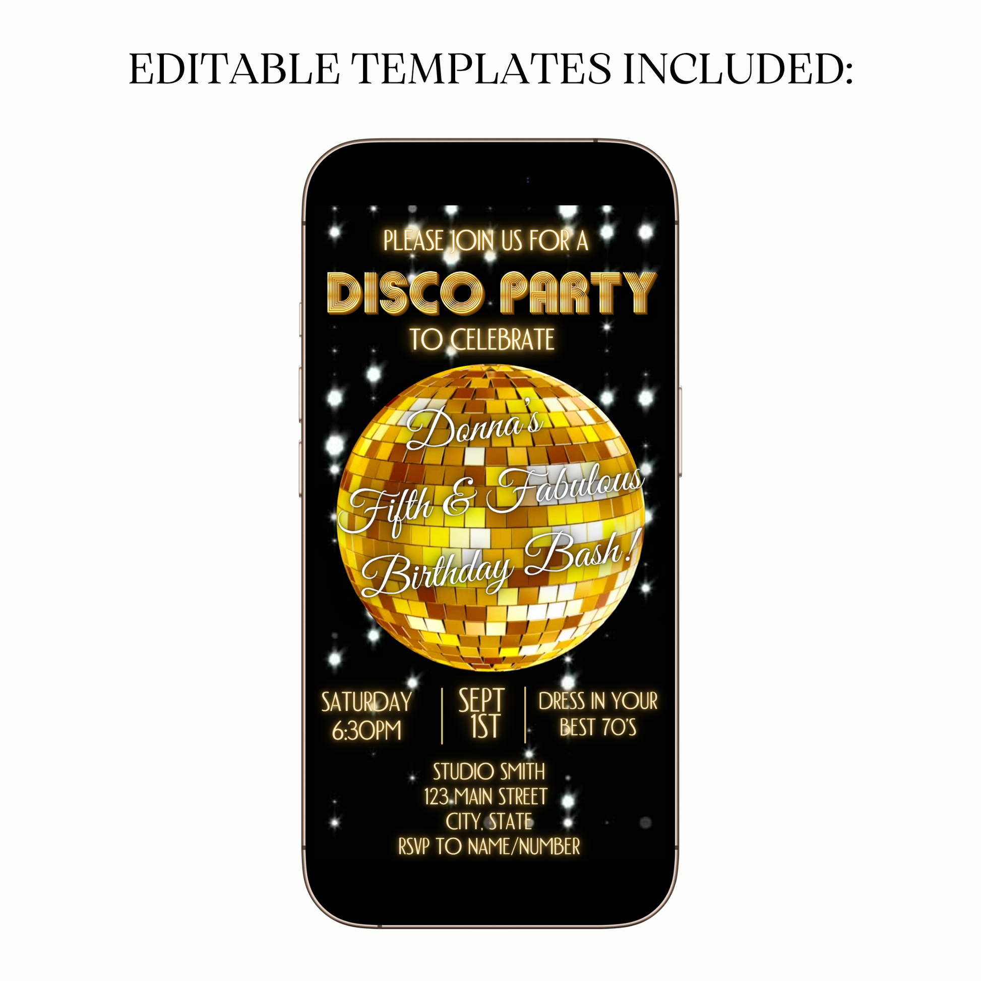 Luxe Gold Party Video Invitation Template