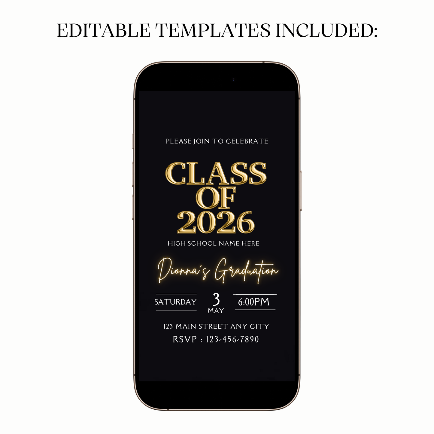 Editable graduation video invitation for class of 2026