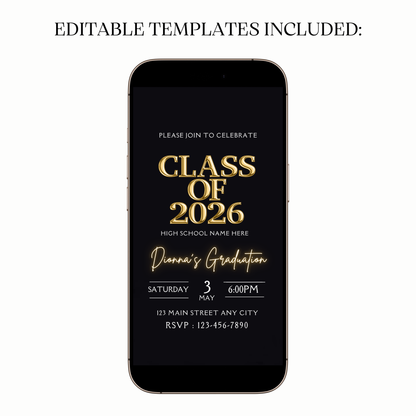 Editable graduation video invitation for class of 2026