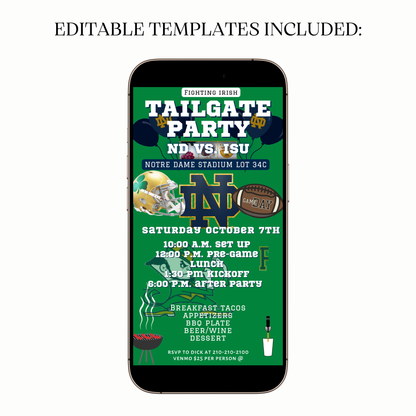 Digital Notre Dame stadium video invitation tailgate
