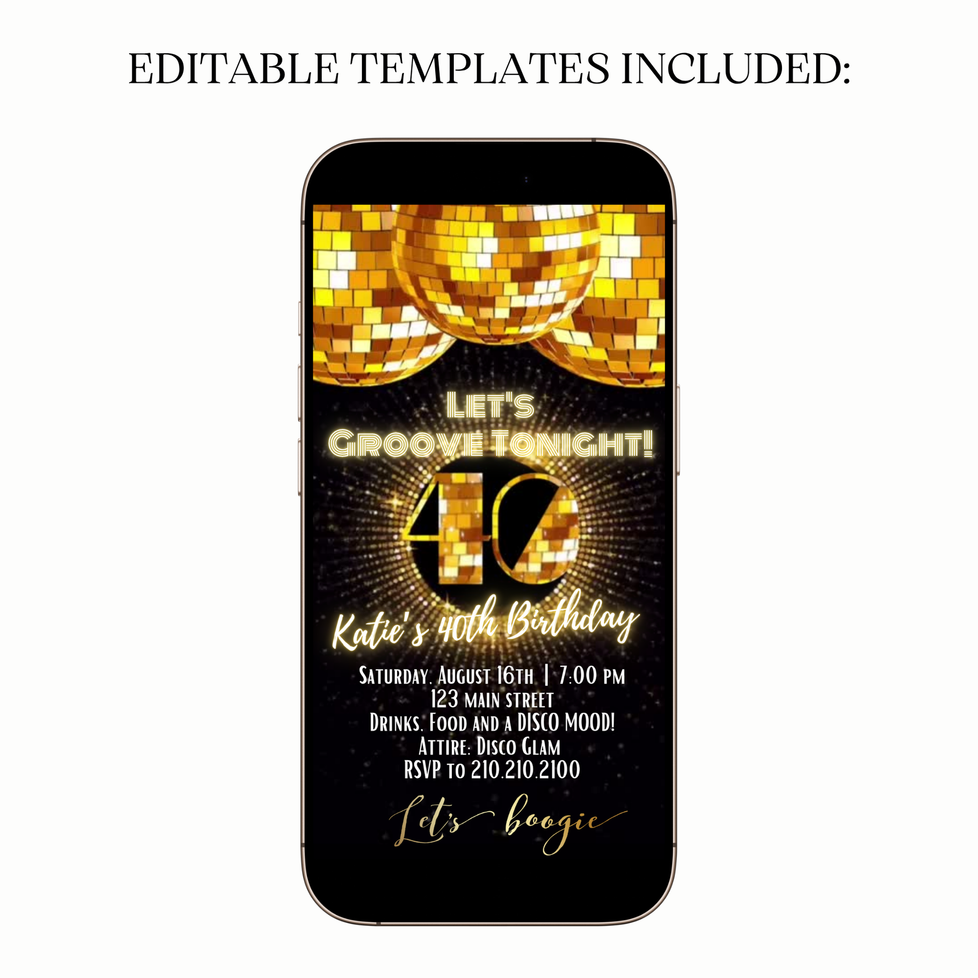 Golden Groove Disco Video Invitation for Mobile Sharing