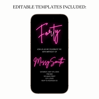 Neon Pink Glow Digital Video Invitation for Mobile Sharing