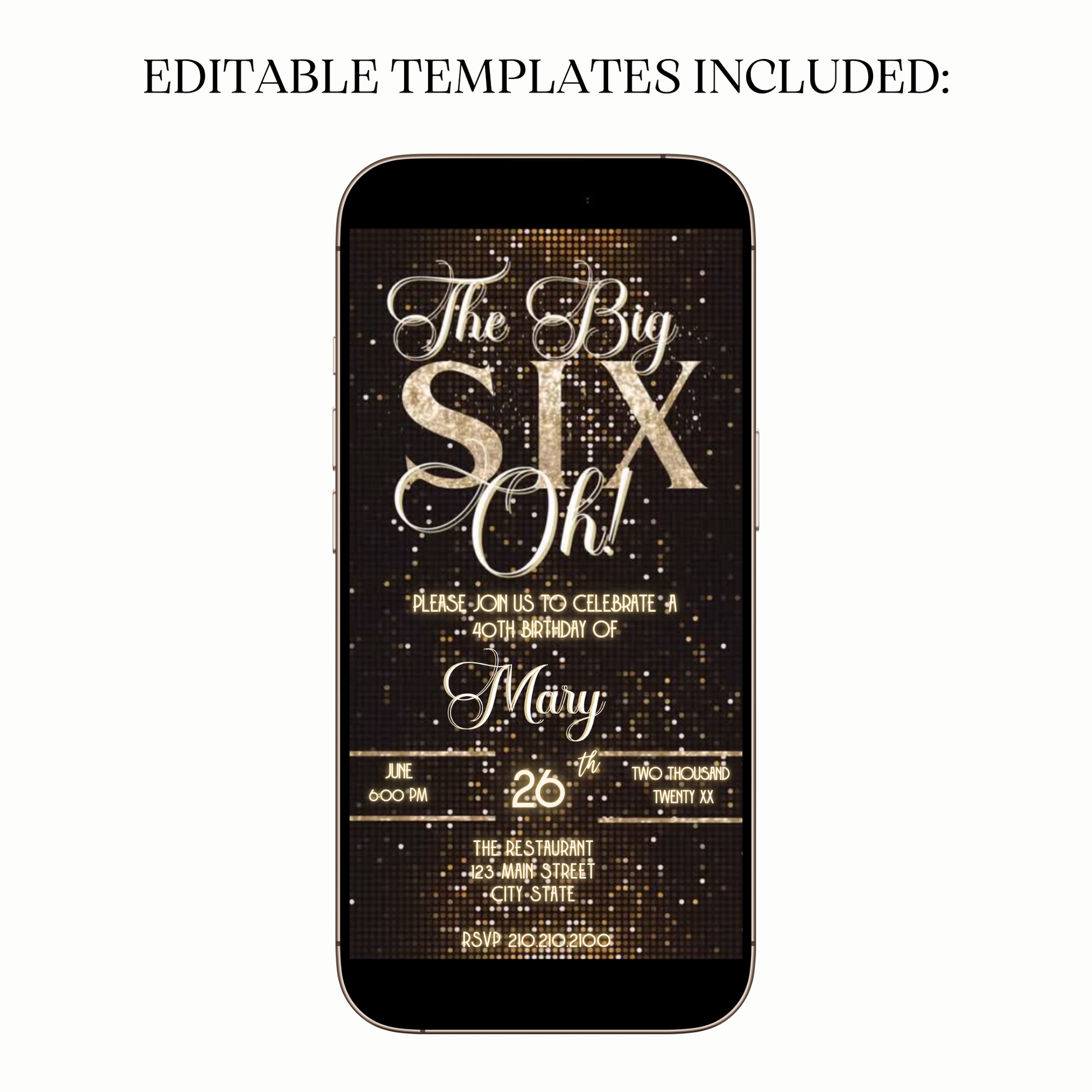 Elegant Gold Glamour Video Invitation for Mobile Sharing