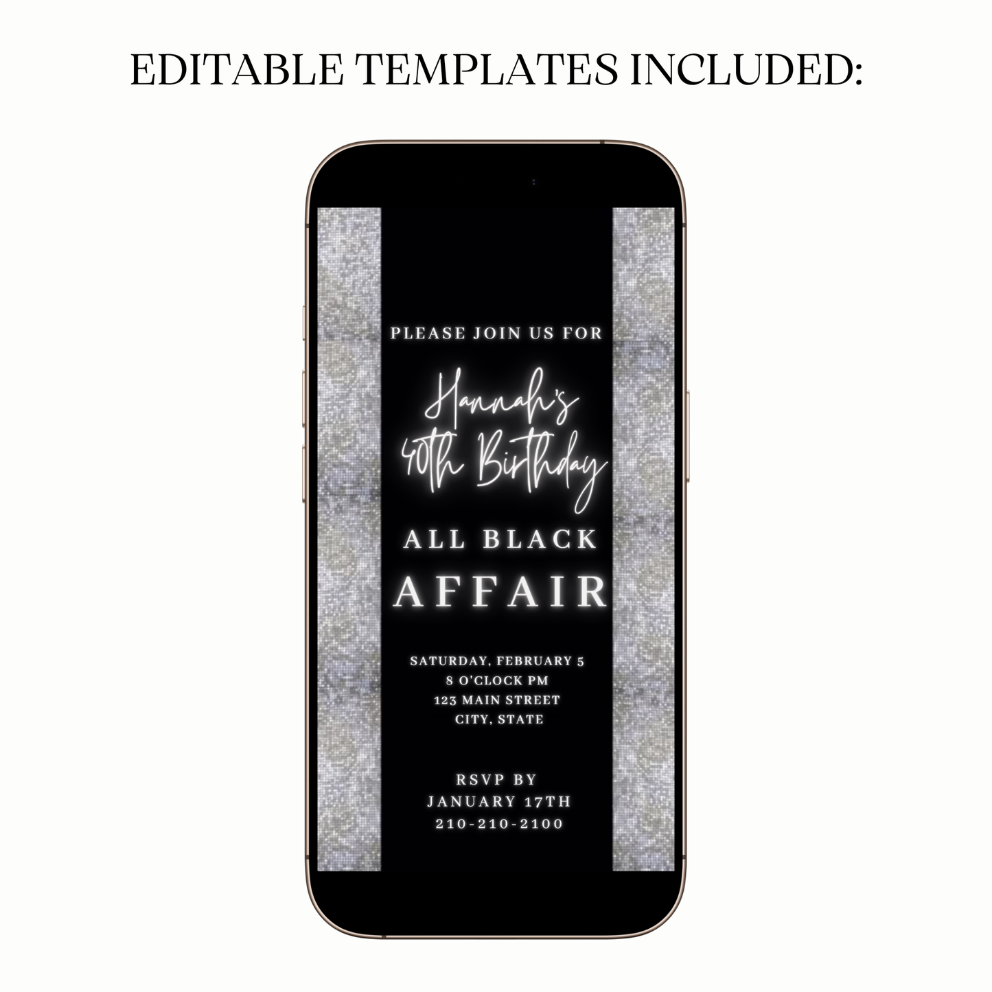 Black Glam Digital Video Invite MP4