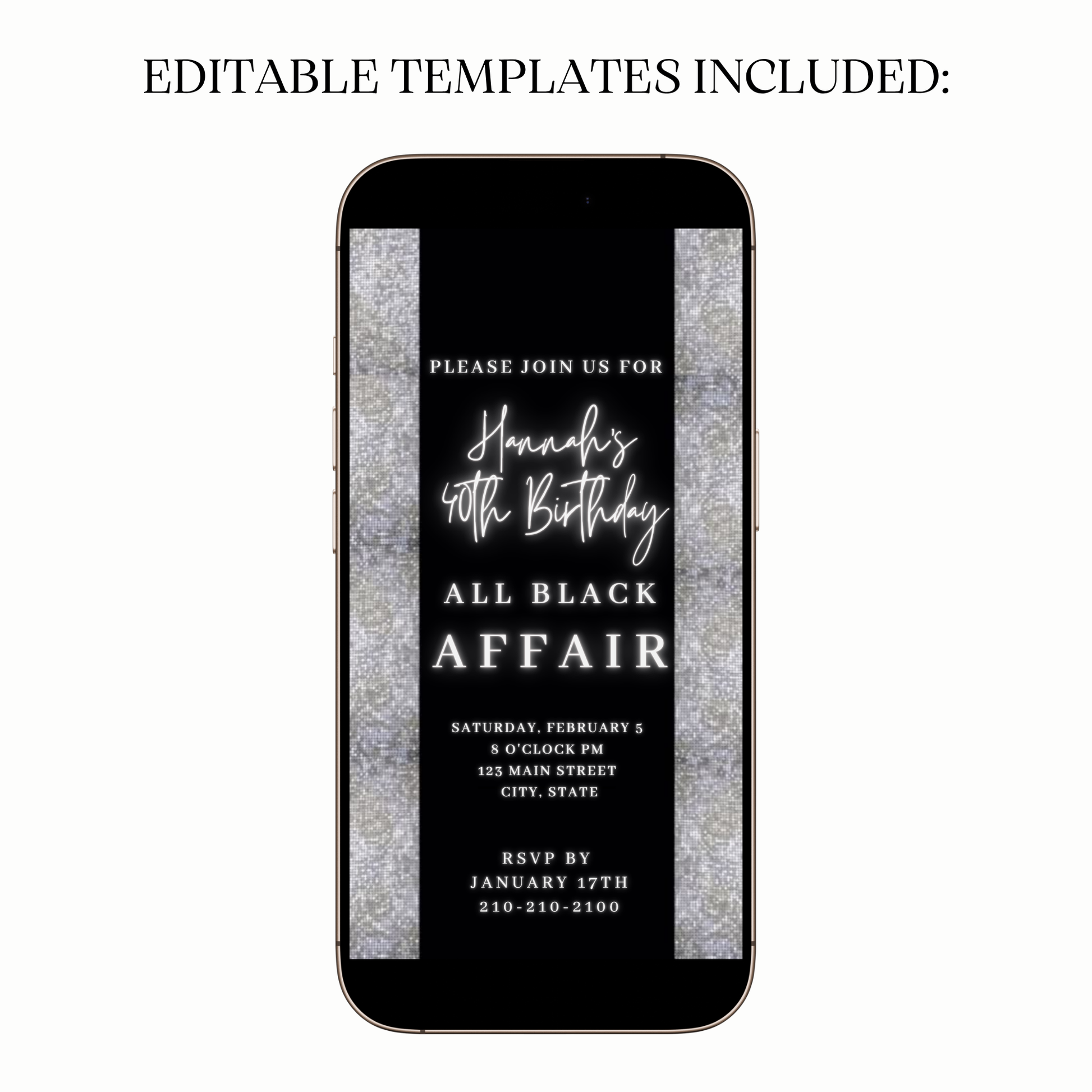 Black Glam Digital Video Invite MP4