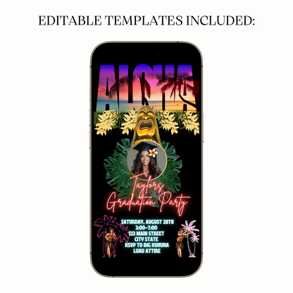 Tropical Aloha Luau Video Invitation for Mobile Sharing