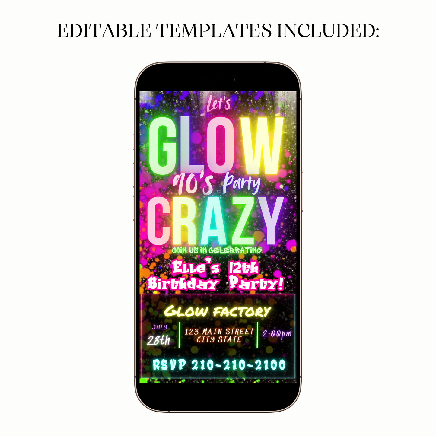 Glow in the Dark Party Video Invitation for Mobile Sharing