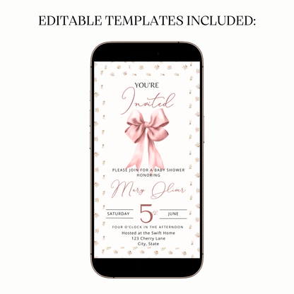 RSVP slide with minimalist icons and fine dividers on pink canvas