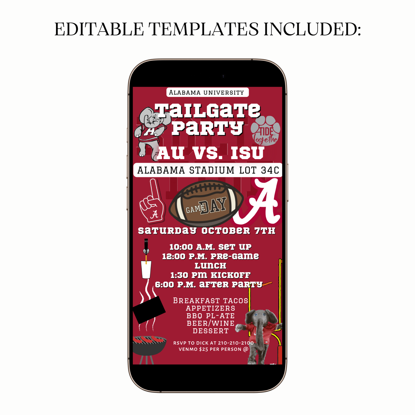 Digital Alabama football video invitation tailgate