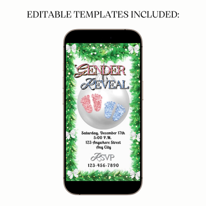 Animated twin gender reveal digital video party invitation