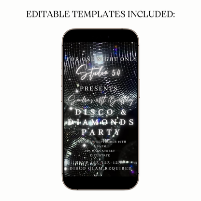 Disco and Diamonds Studio 54 Glam Video Invitation for Mobile Sharing