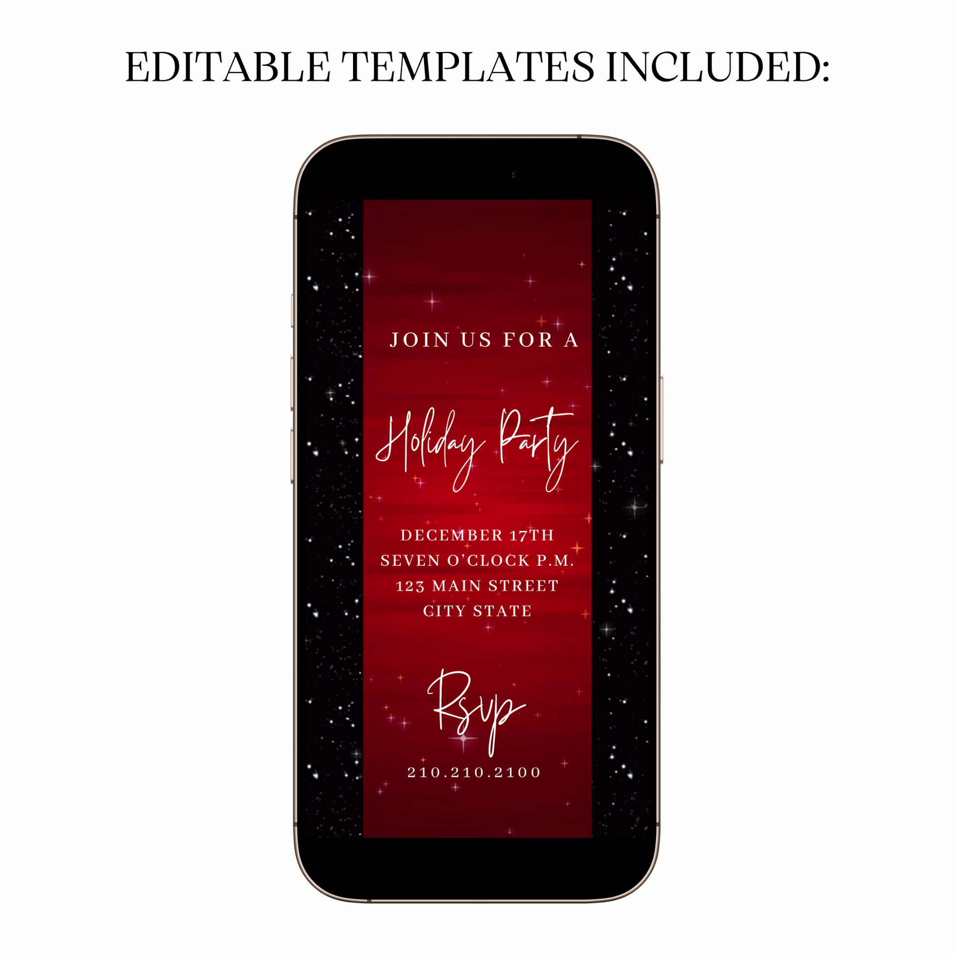 Elegant Red and Black Sparkle Video Invitation for Mobile Sharing