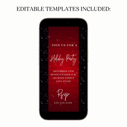 Elegant Red and Black Sparkle Video Invitation for Mobile Sharing