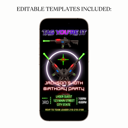 Neon Laser Battle Video Invitation for Mobile Sharing