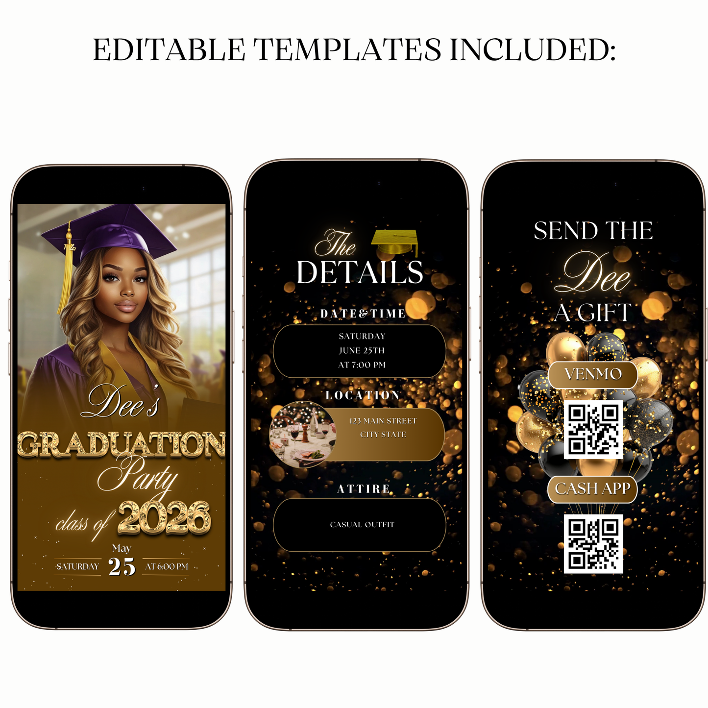 Gold Graduation Party Video Invitation – Class of 2026 Celebration for Mobile Sharing