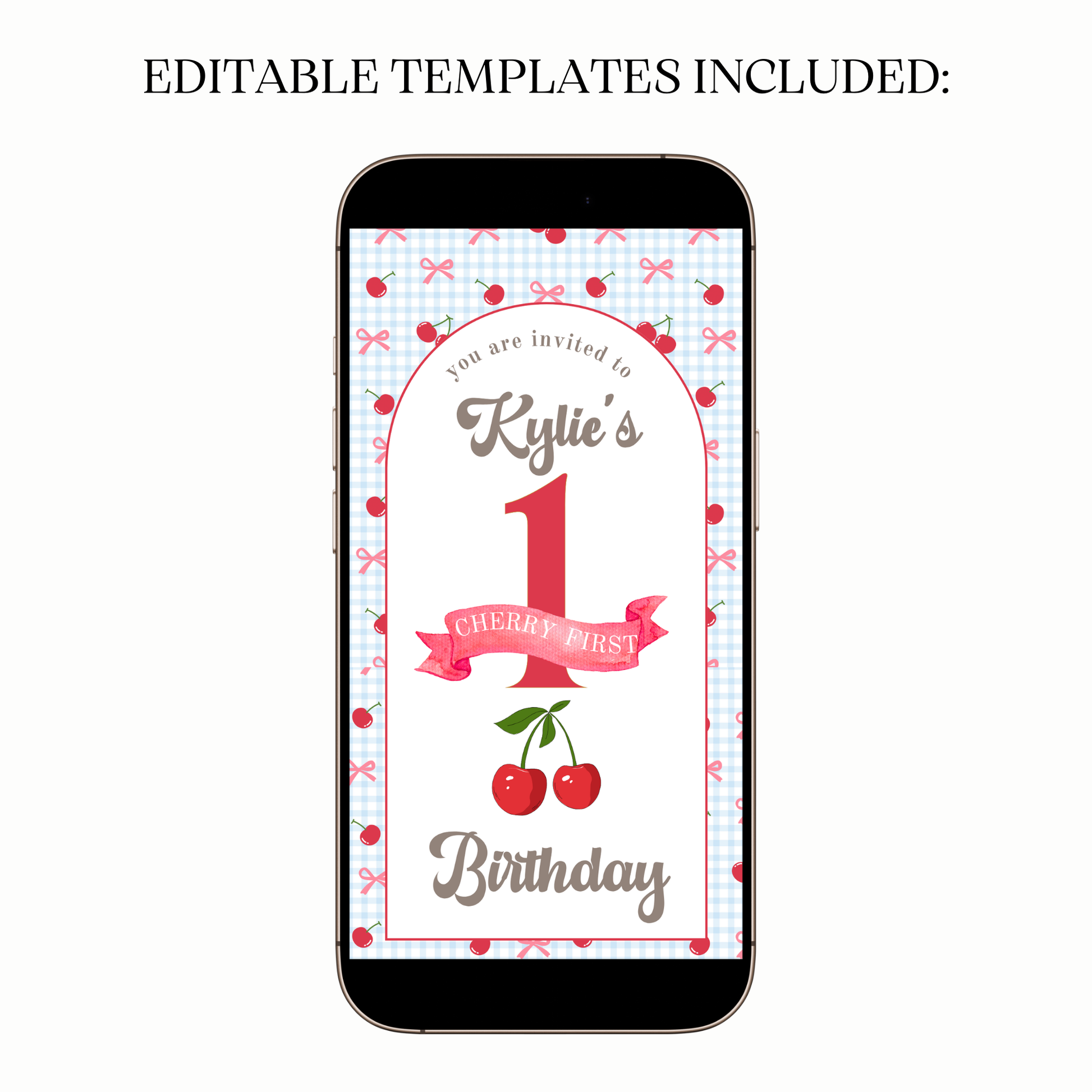 Editable Shop Cherry digital invitation with cheerful layout