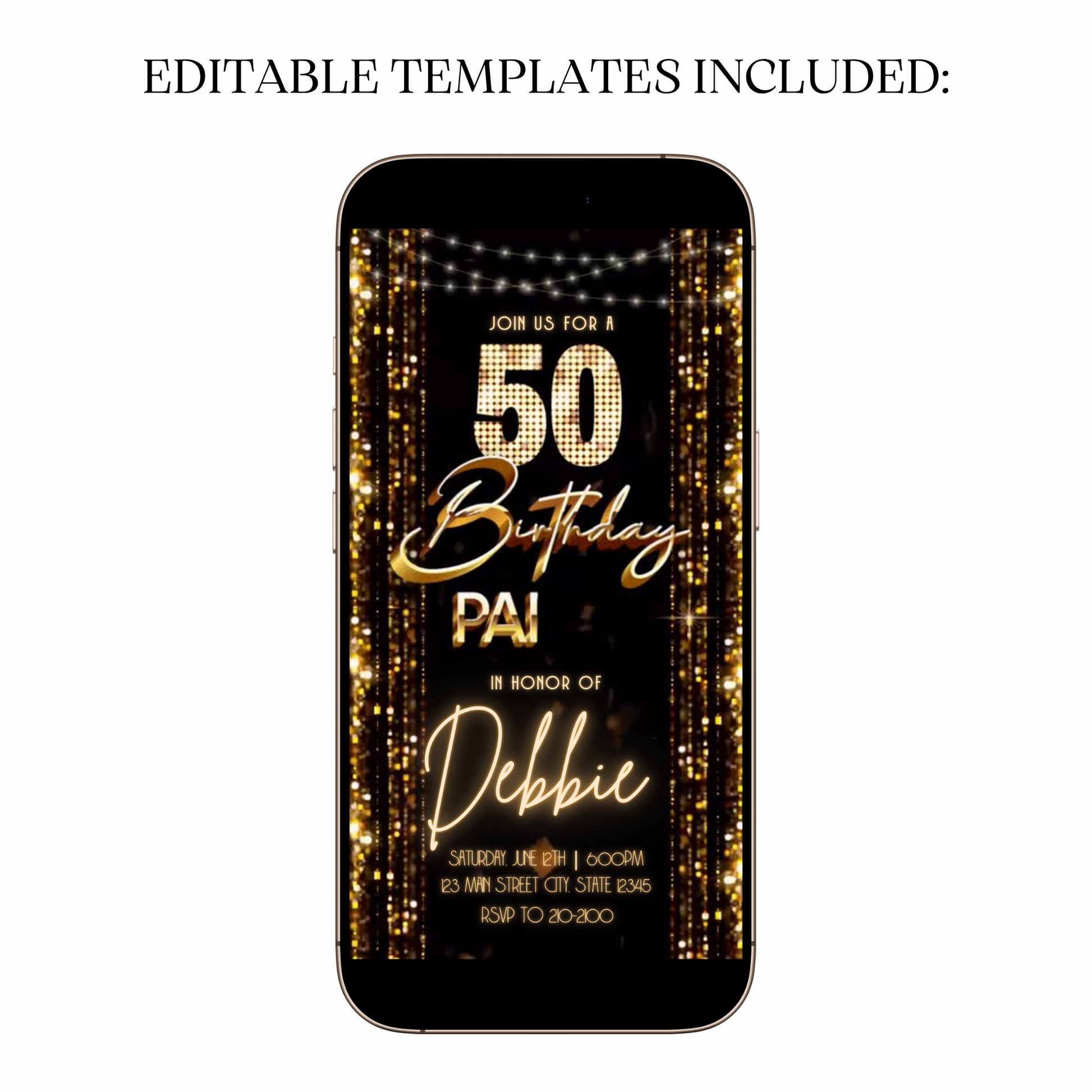 Golden Night Digital Video Invitation for Mobile Sharing