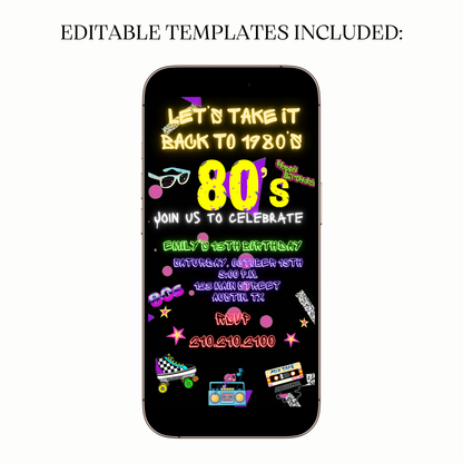 80s Throwback Theme Video Invitation for Mobile Sharing