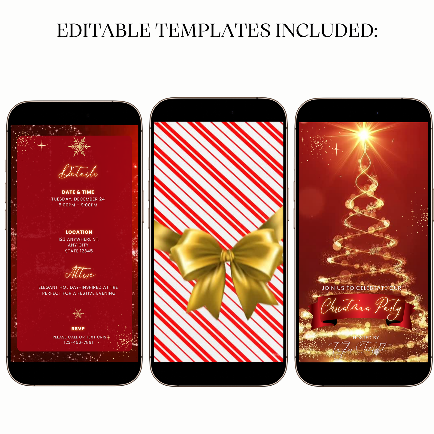 Animated Christmas tree lights digital video party invitation