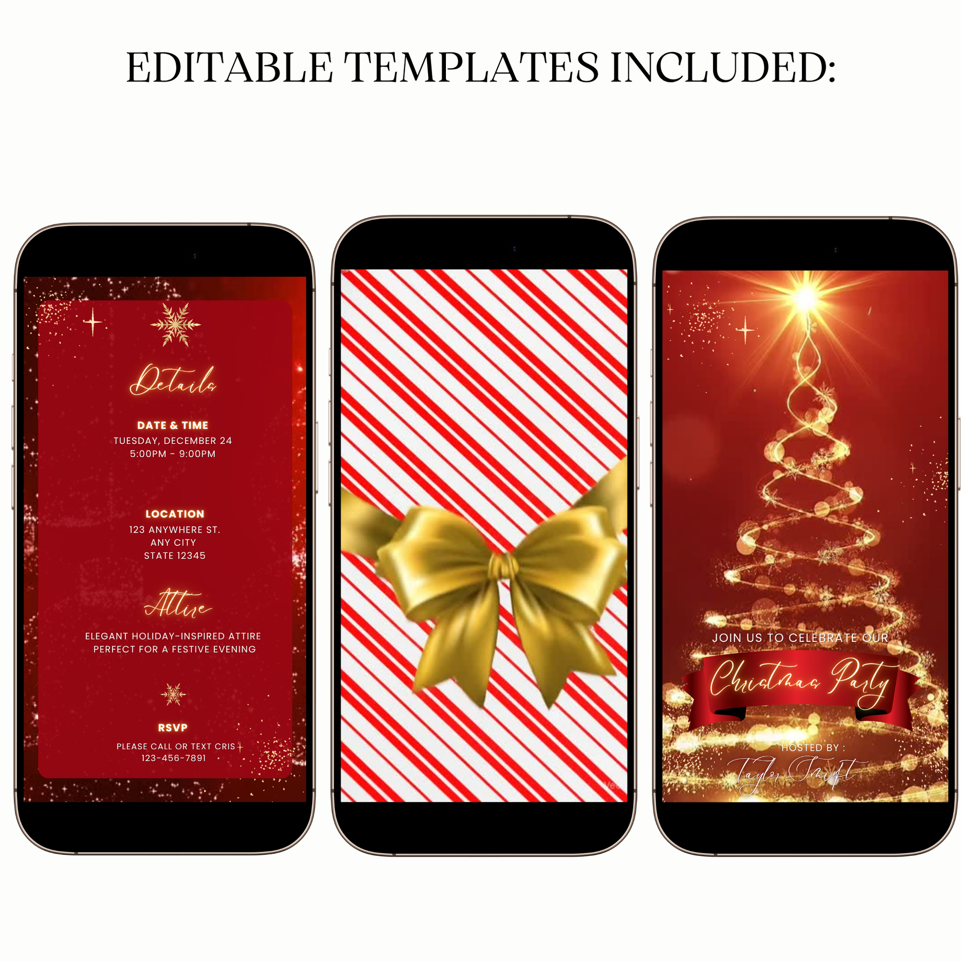 Animated Christmas tree lights digital video party invitation