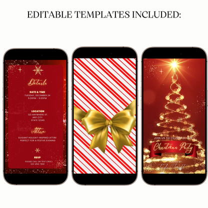 Animated Christmas tree lights digital video party invitation