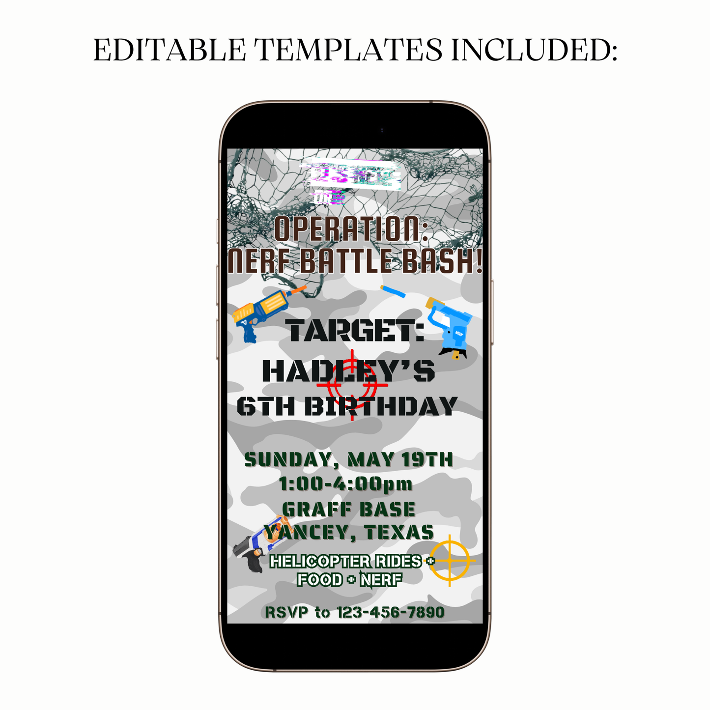 Animated Camouflage Battle Game Video Invitation Evite