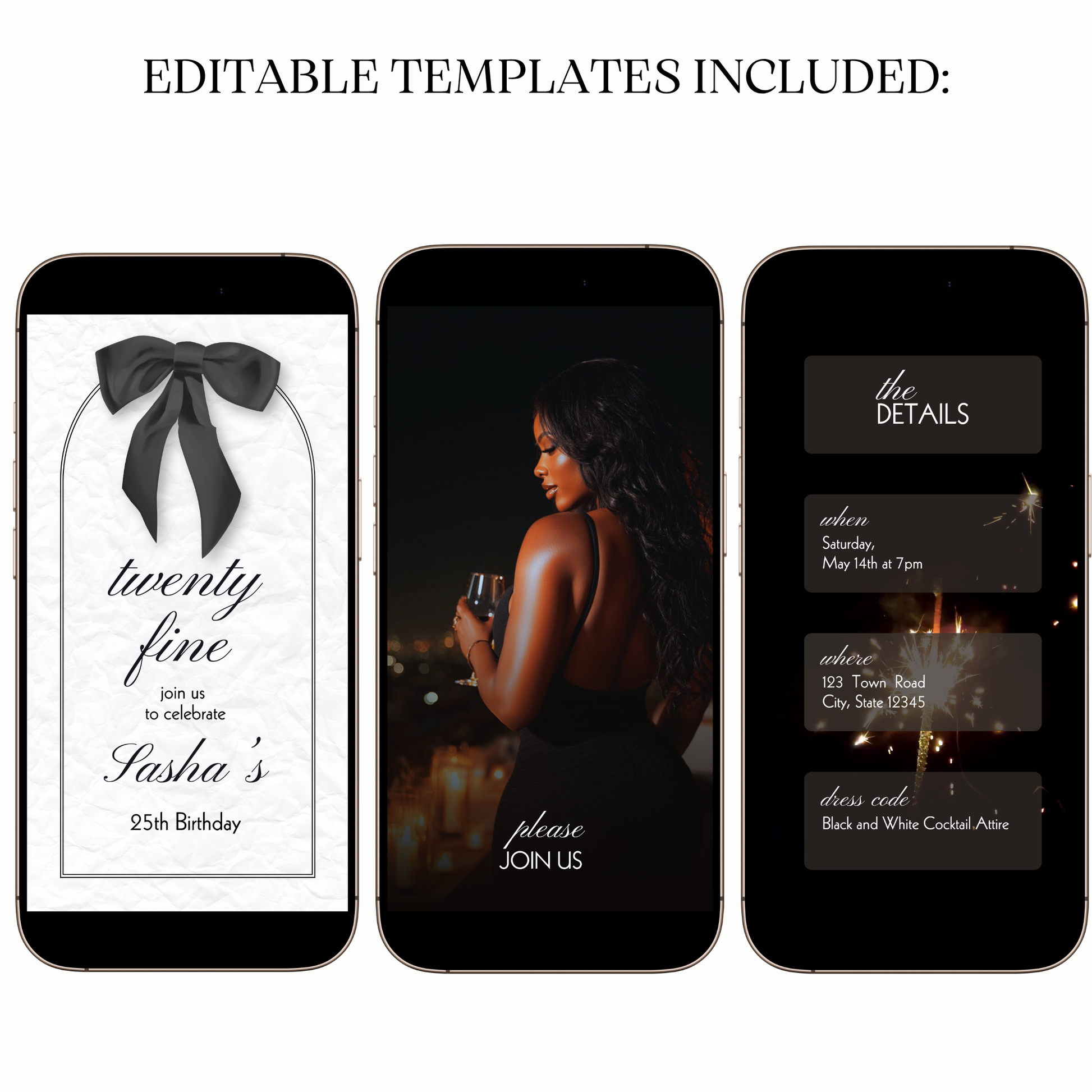 Animated Elegant Twenty Fine Birthday Party Video Invite Evite