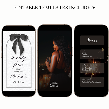Animated Elegant Twenty Fine Birthday Party Video Invite Evite