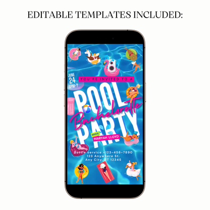 Summer Pool Bash Digital Video Invitation for Mobile Sharing