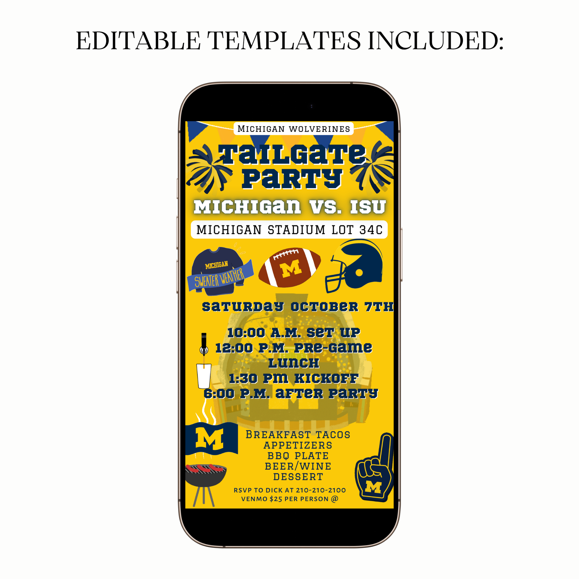 Digital Michigan stadium tailgate video invitation