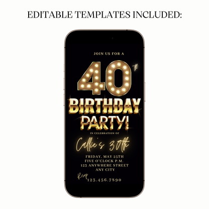 Golden Lights Party Video Invitation for Mobile Sharing