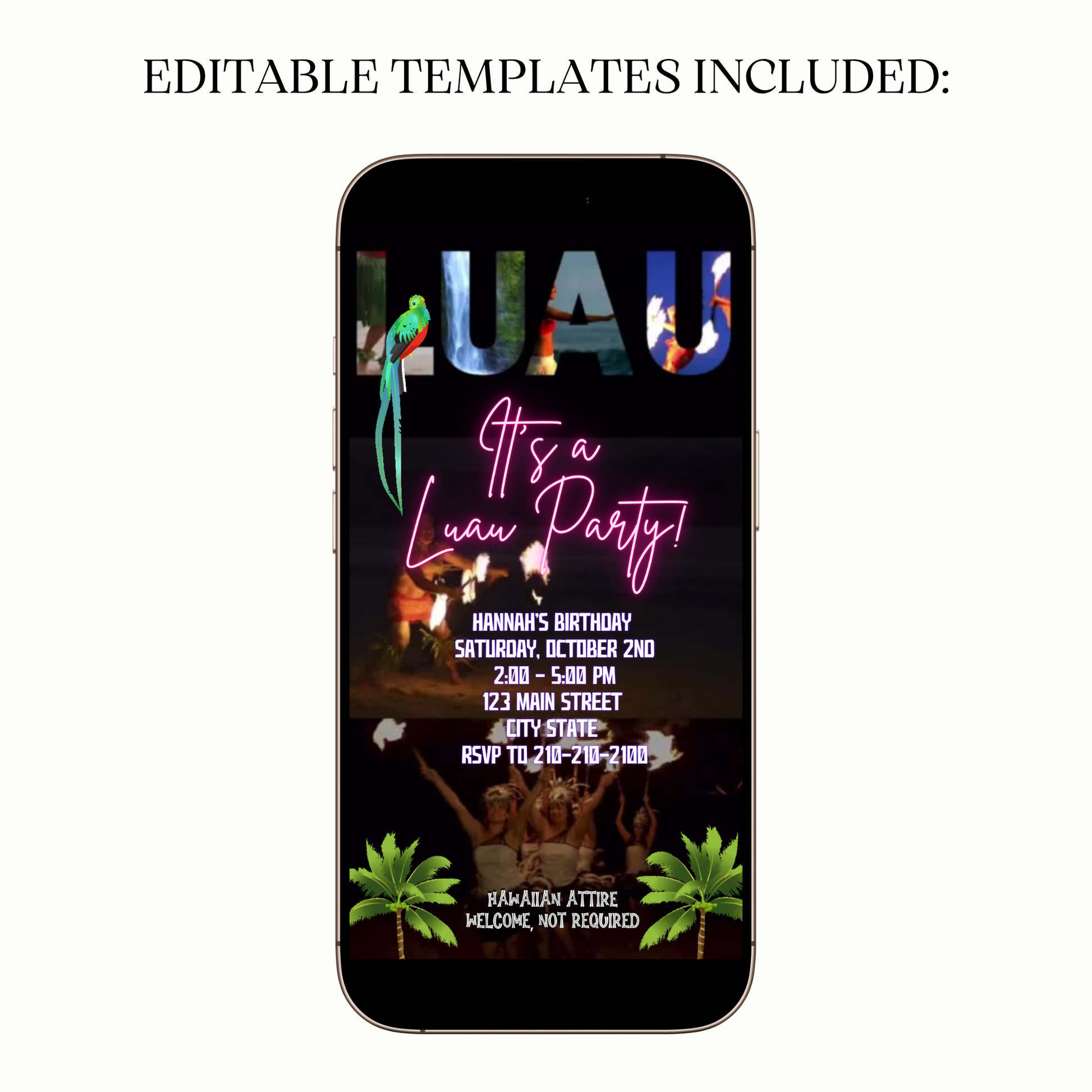 Fire Dance Luau Party Video Invitation with Music