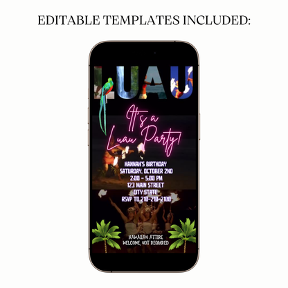 Fire Dance Luau Party Video Invitation with Music