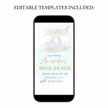 Animated cloud themed bridal shower digital video invitation