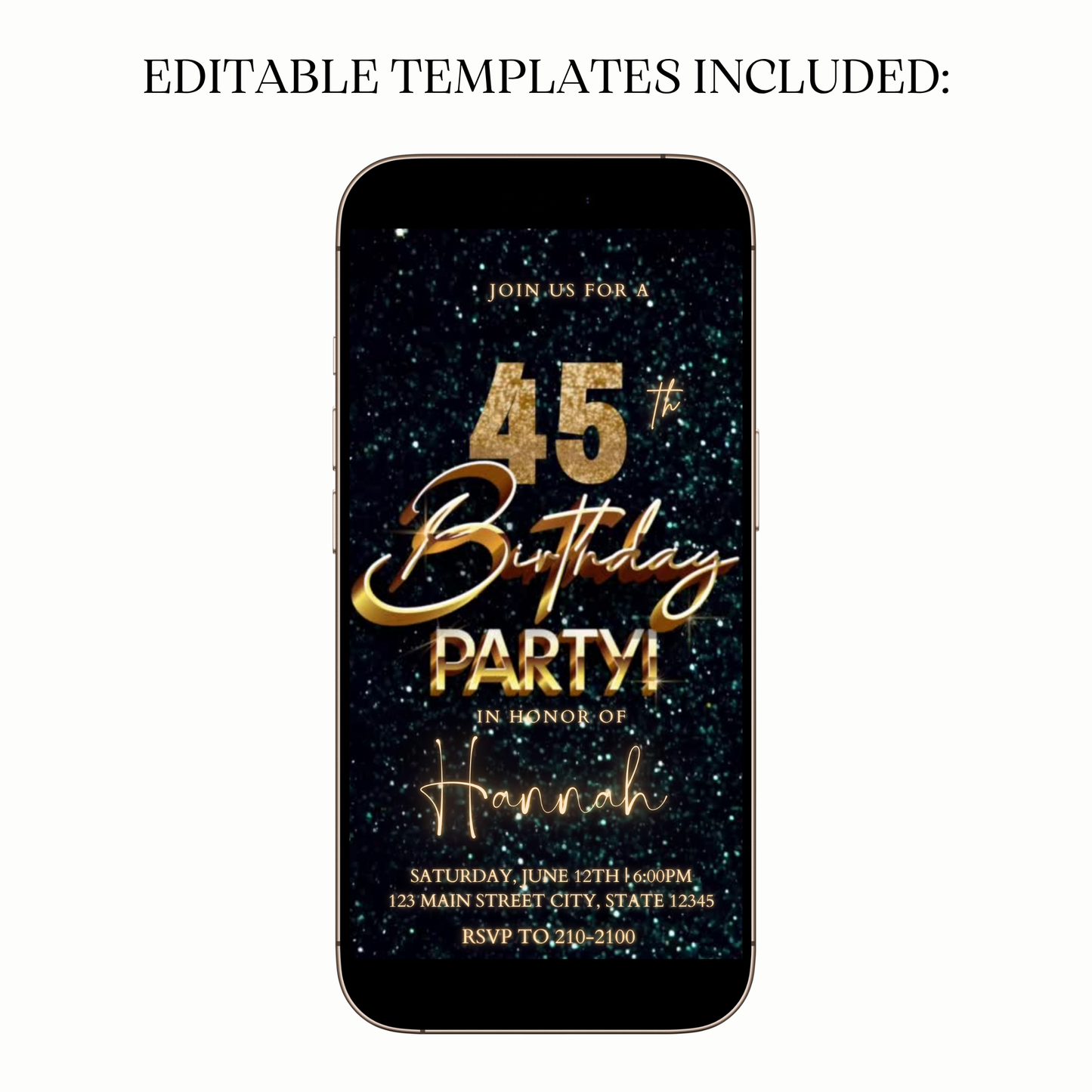 Animated Teal Glam Digital Video Invitation Evite