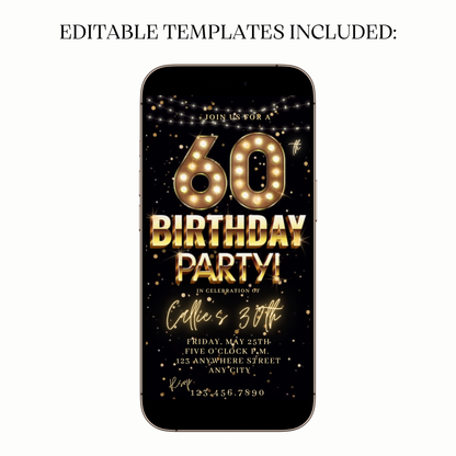 Classic Gold Party Video Invitation for Mobile Sharing