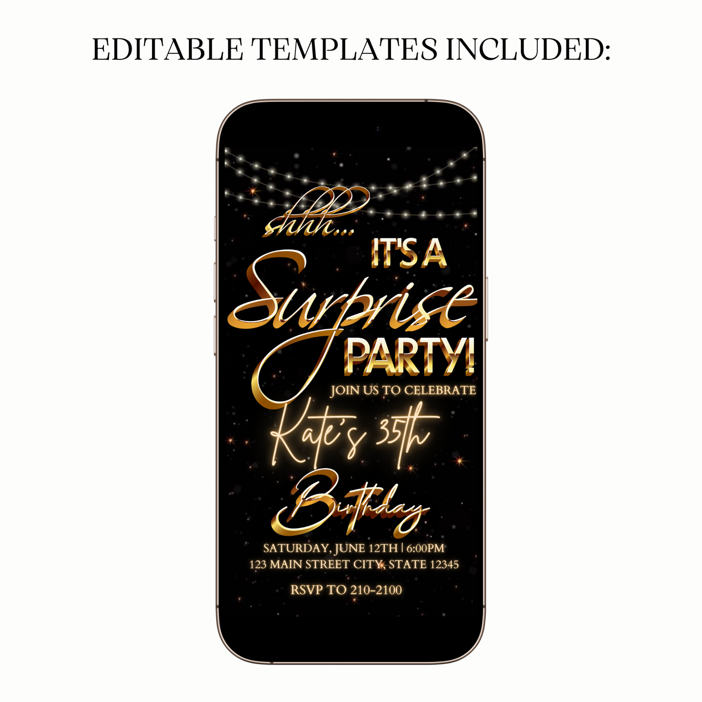 Glam Night Surprise Digital Video Invitation for Mobile Sharing