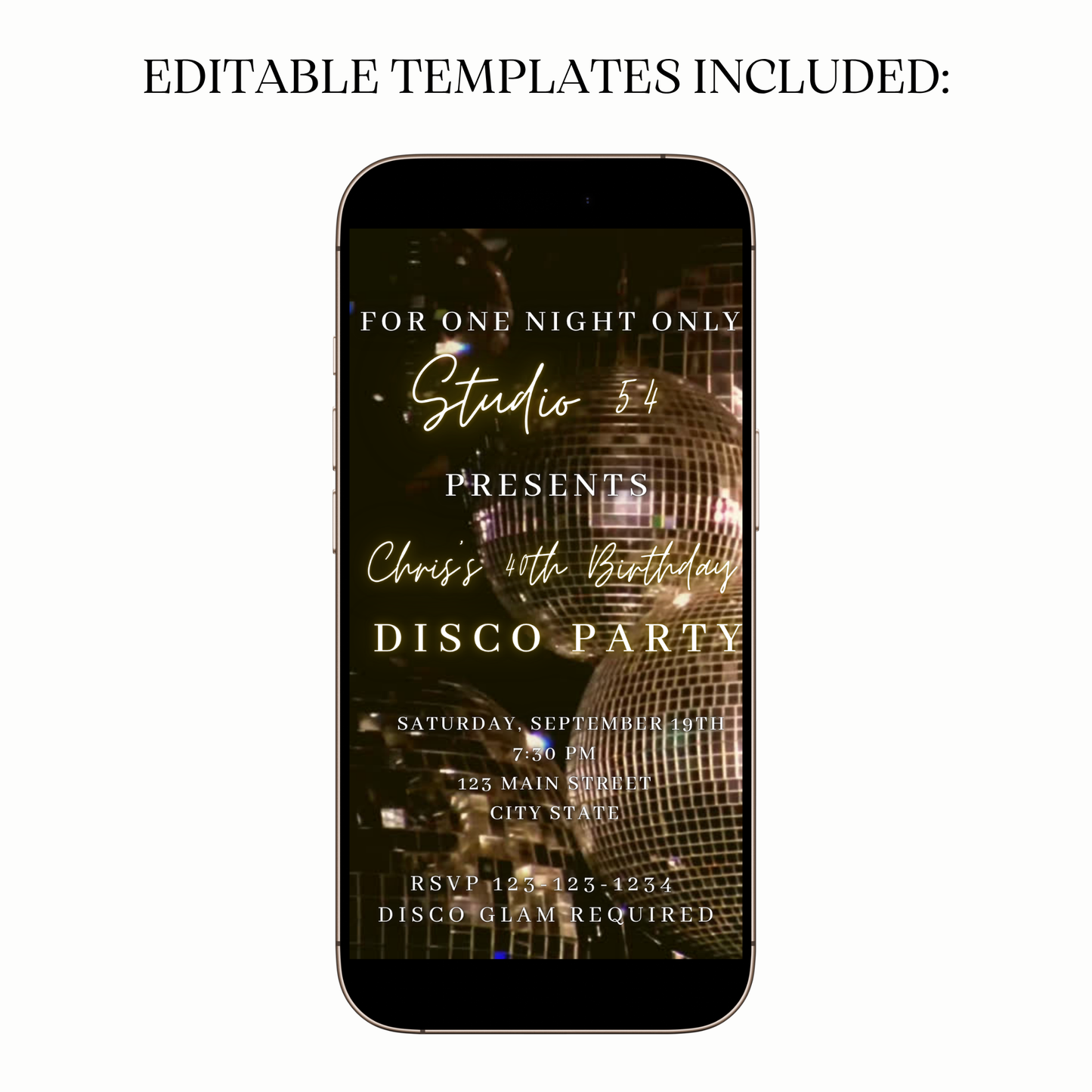 Animated disco ball party digital video invitation