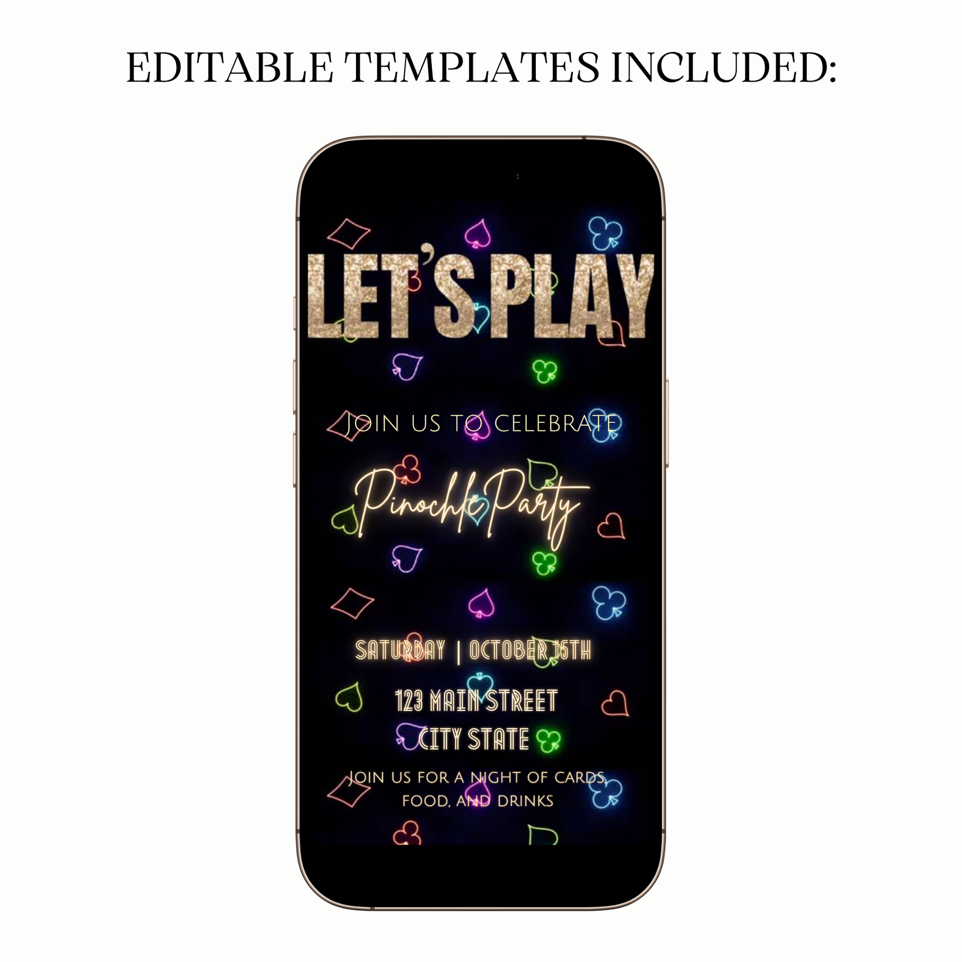 Neon Casino Night Video Invitation for Mobile Sharing