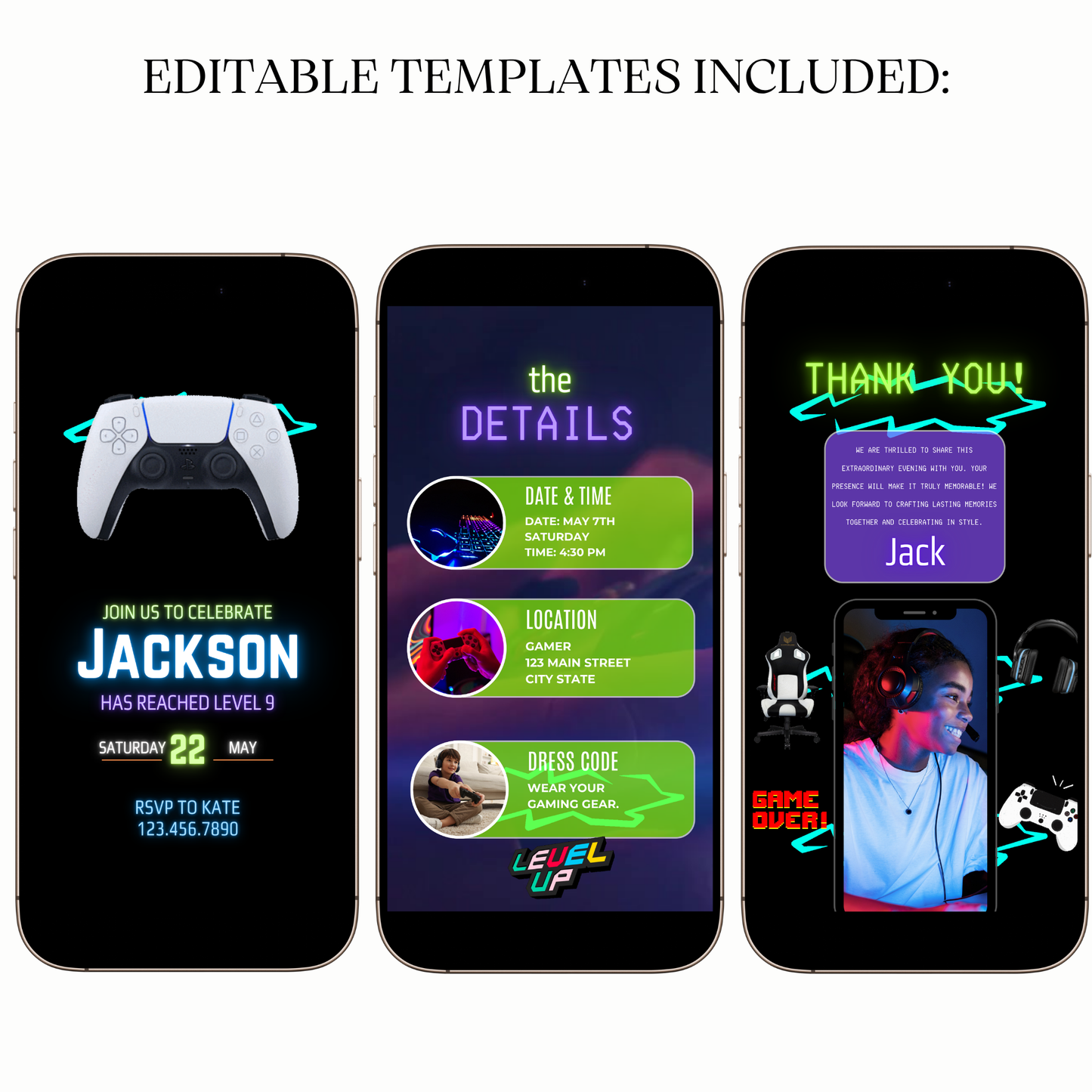 Neon Controller Theme Animated Evite MP4 Invite