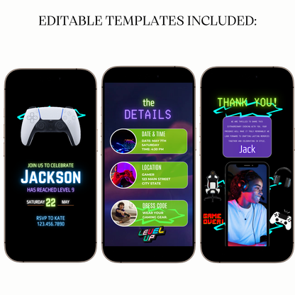 Neon Controller Theme Animated Evite MP4 Invite