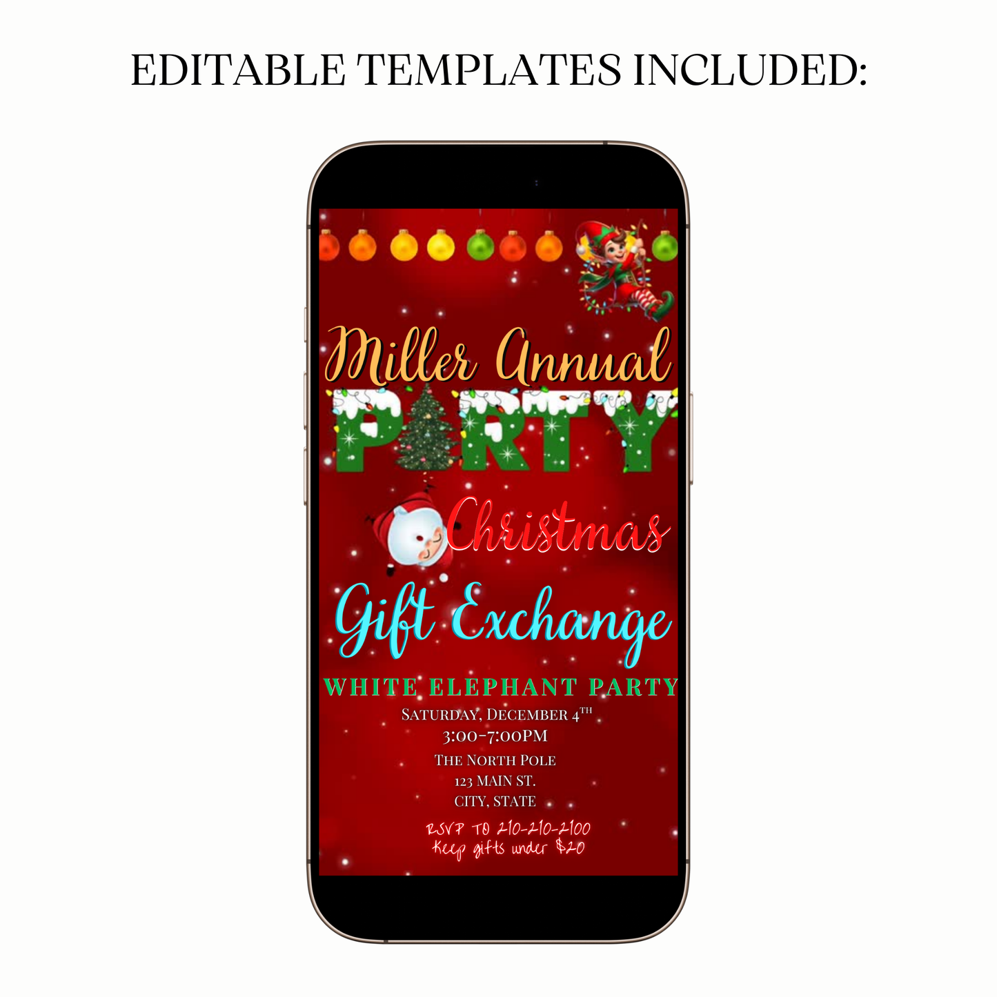 Seasonal elf party video invite shared on WhatsApp