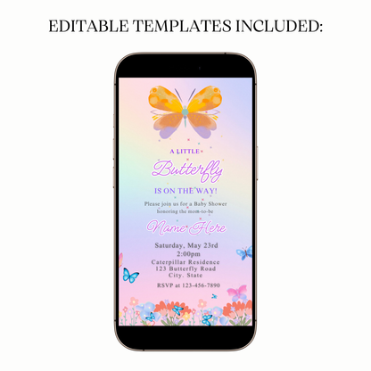 Editable Butterfly MP4 template with floral and butterfly accents