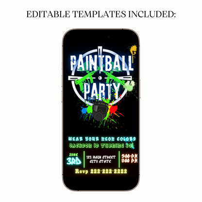 Neon Paintball Party Video Invitation for Mobile Sharing
