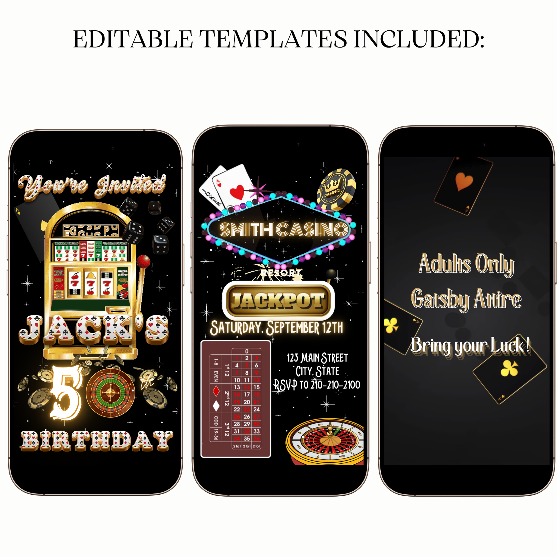 Vegas Theme Party Animated Evite MP4 Invite