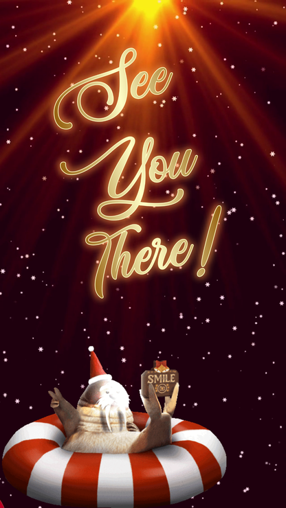 Santa party video invitation preview shown on laptop screen