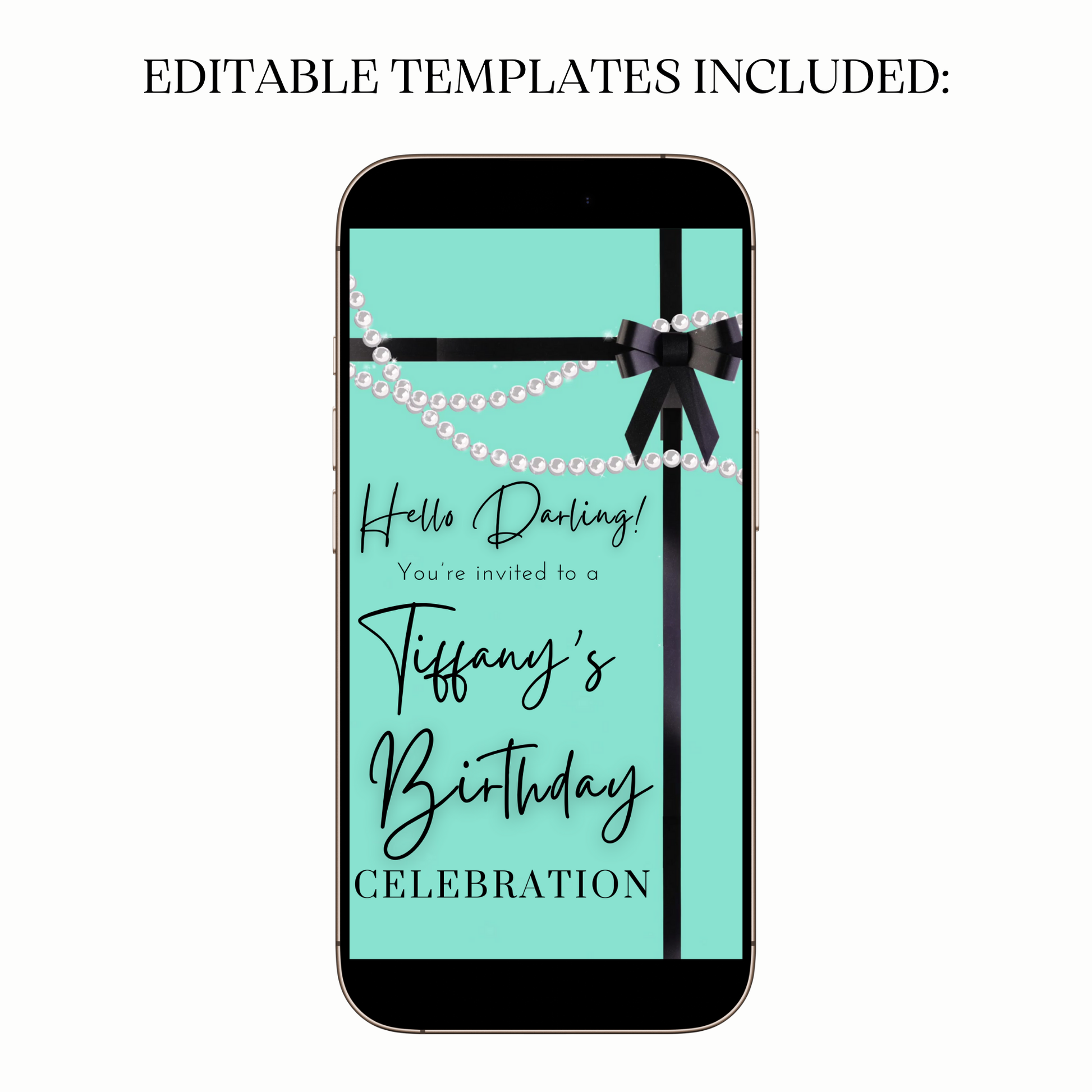 Customizable glam digital invite with diamonds and pearls