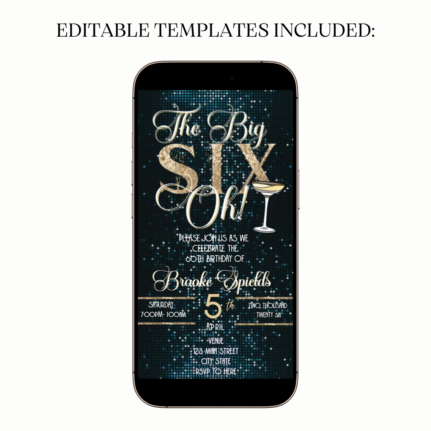 The Big Six Oh! Video Invitation | Digital 60th Milestone Invite | Editable Online Party Template
