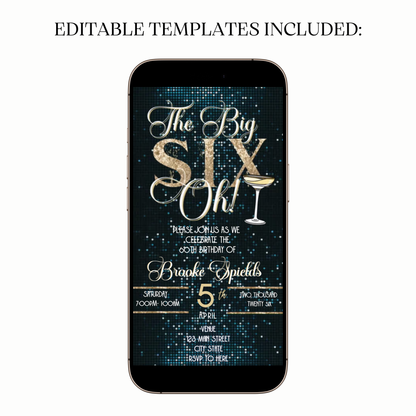 The Big Six Oh! Video Invitation | Digital 60th Milestone Invite | Editable Online Party Template